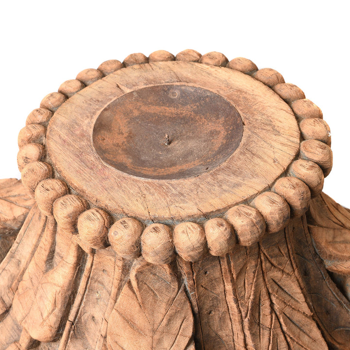 Candle Holder Detail From Carved Teak Capitol From Gujarat - Late 19thC | Indigo Antiques