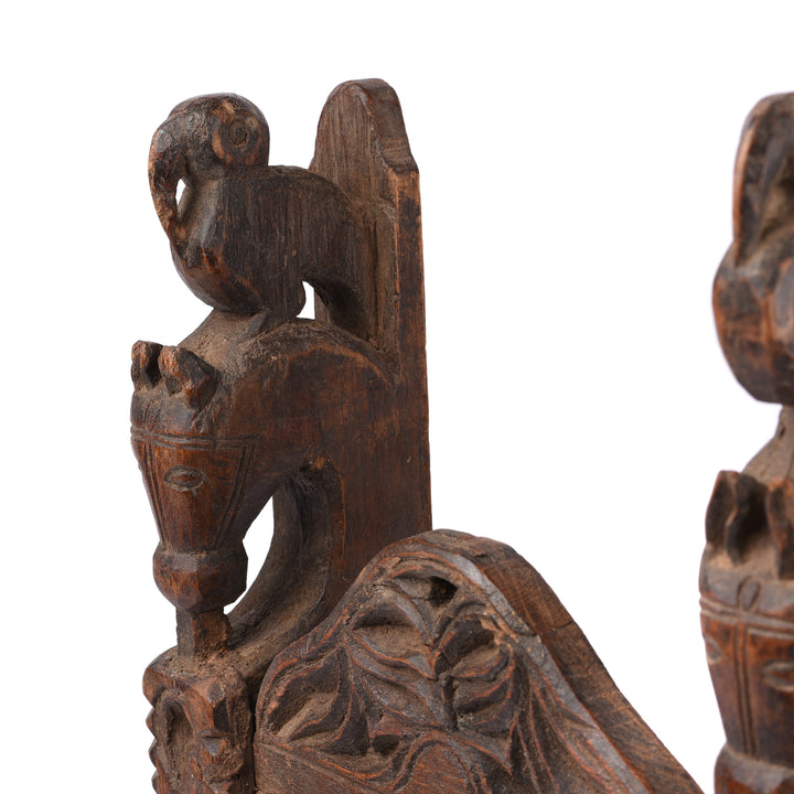Detail From Carved Teak Tribal Mirror From Rajasthan Ca 90 Yrs Old | Indigo Antiques