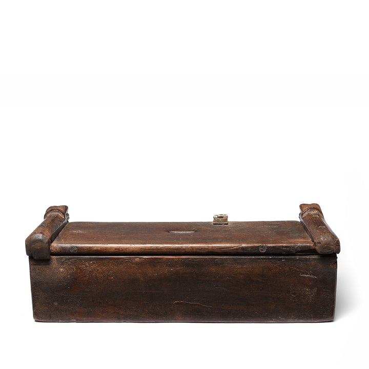 Reverse Of Carved Indian Teak Harpa Box From Banswara - Rajasthan - Ca 1920's | Indigo Antiques