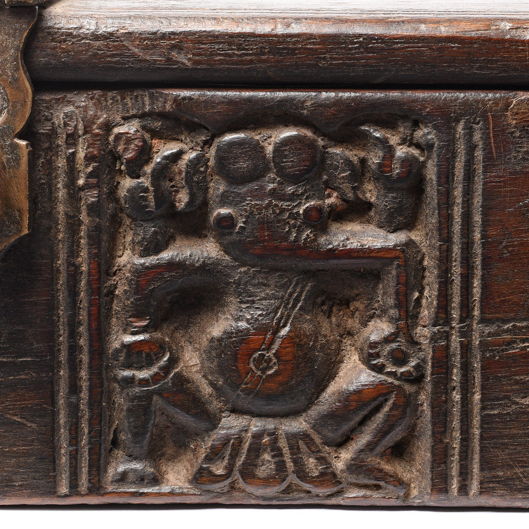 Ganesh Carving From Carved Indian Teak Harpa Box From Banswara - Rajasthan - Ca 1920's | Indigo Antiques