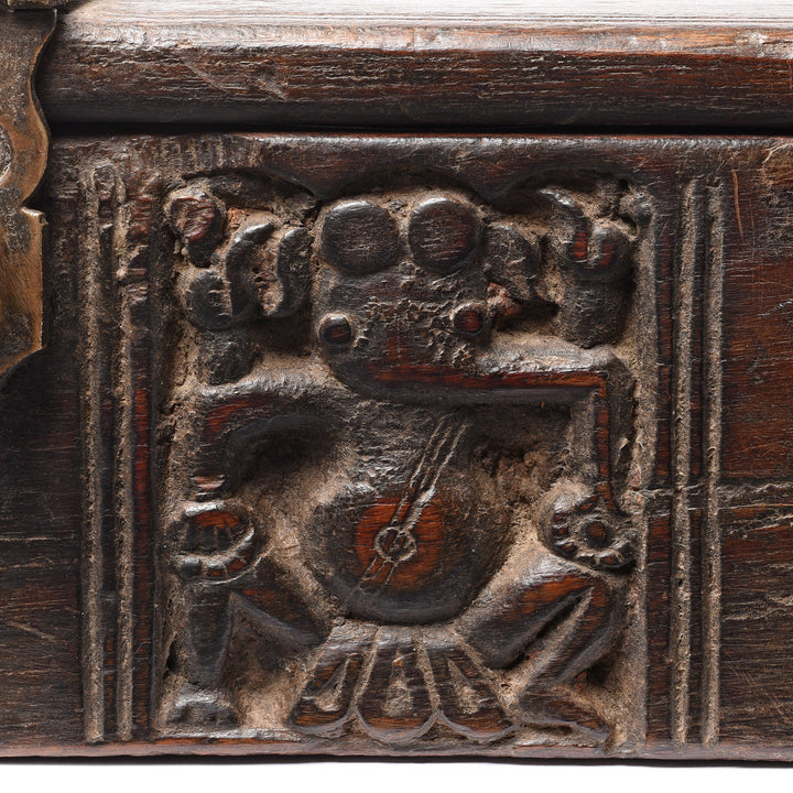 Ganesh Carving From Carved Indian Teak Harpa Box From Banswara - Rajasthan - Ca 1920's | Indigo Antiques