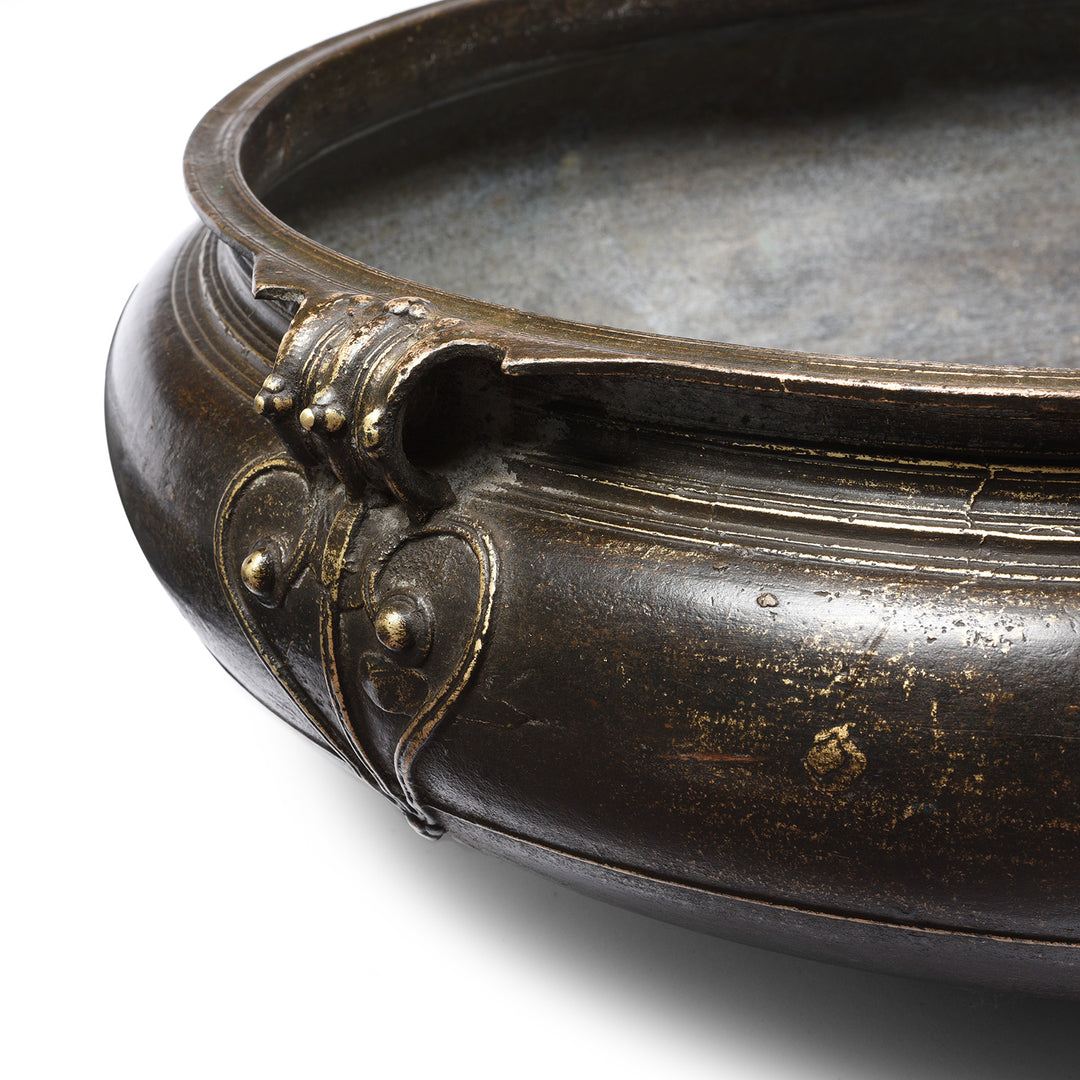 Handle Detail From Antique Bronze Urli from South India - Late 19thC | Indigo Antiques