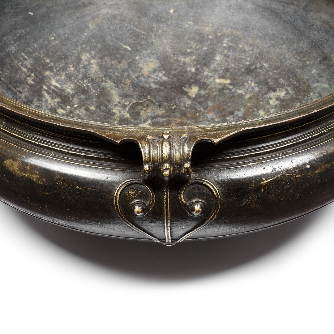 Handle Detail From Antique Bronze Urli from South India - Late 19thC | Indigo Antiques