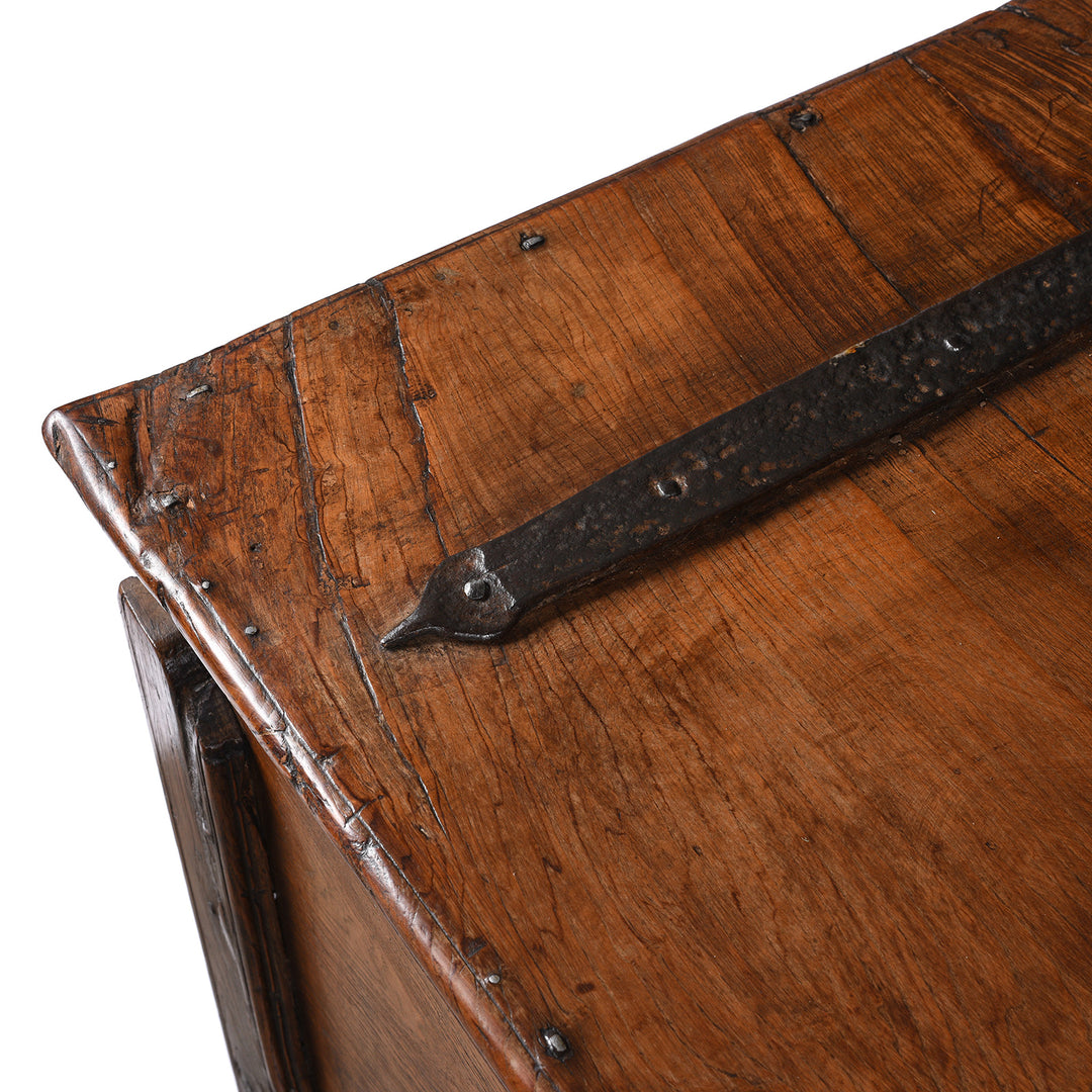 Detail From Antique Iron Bound Teak Chest On Wheels From Goa - 19th Century | Indigo Antiques