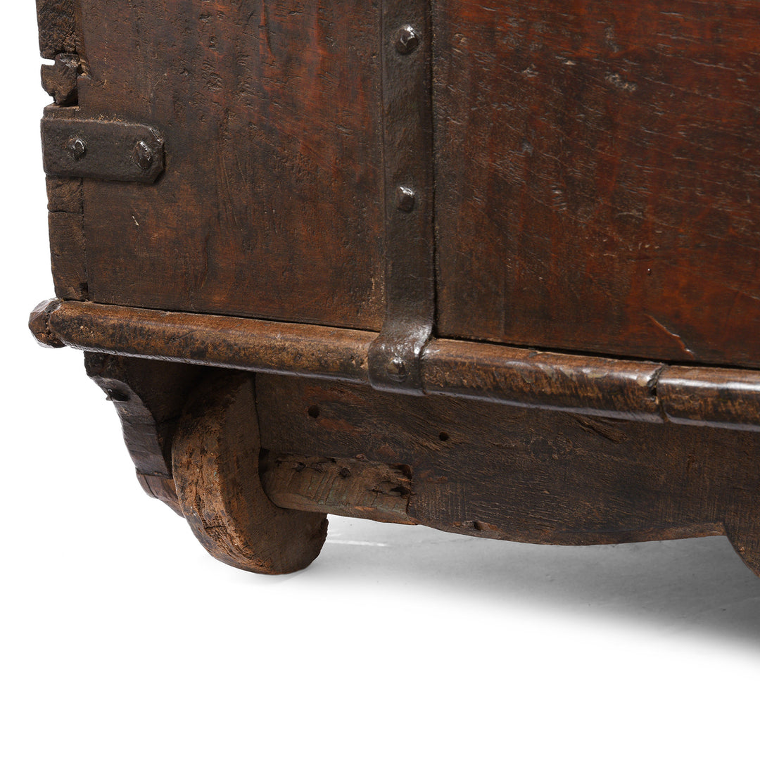 Wheel Detail From Antique Iron Bound Teak Chest From Gujarat - 19th Century | Indigo Antiques