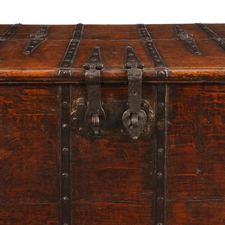 Latch Detail From Antique Iron Bound Teak Chest From Gujarat - 19th Century | Indigo Antiques