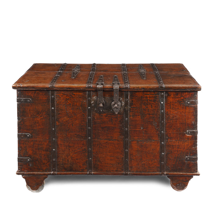 Antique Iron Bound Teak Chest From Gujarat - 19th Century | Indigo Antiques