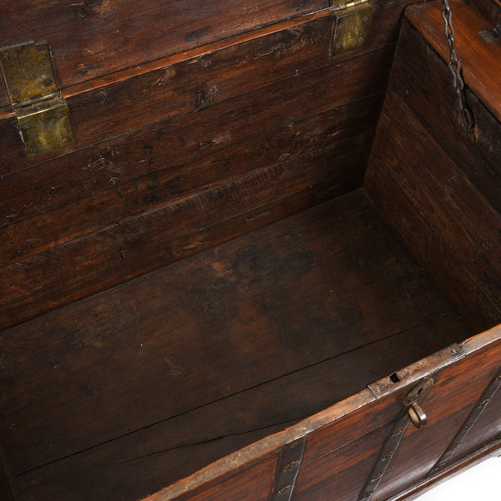 Interior Of Iron Bound Teak Chest - 19thC | Indigo Antiques