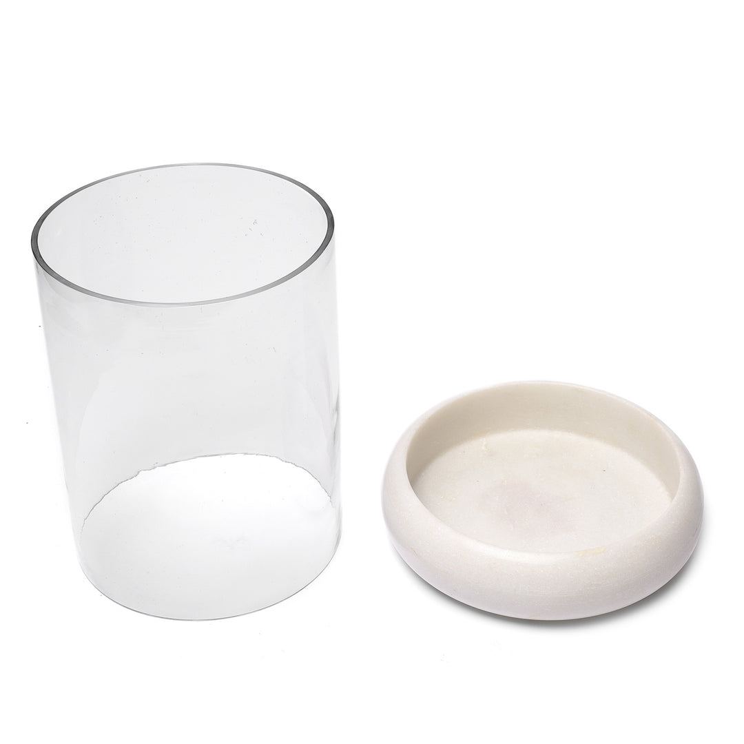 Glass & Marble Storm Lamp | Indigo Antiques