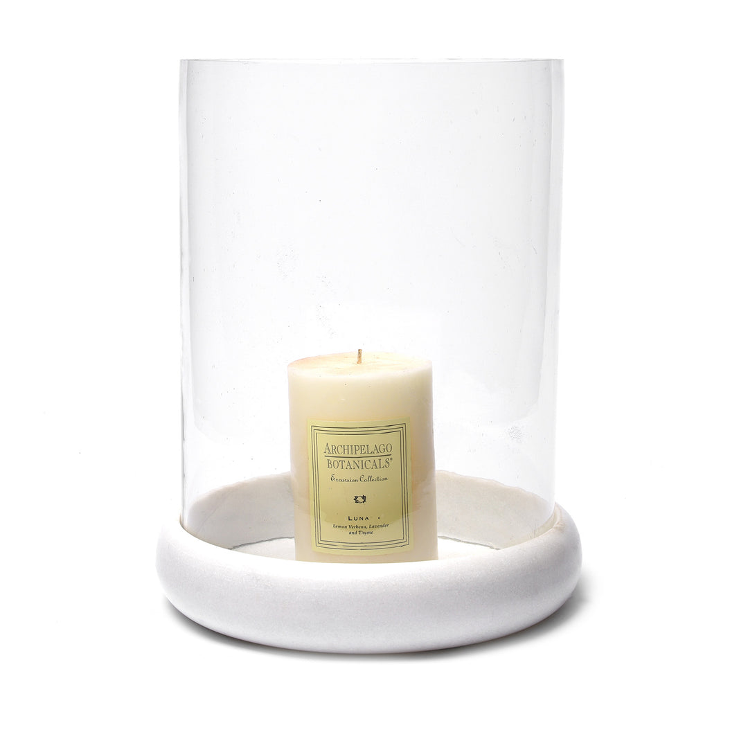 Large Glass & Marble Storm Lamp | Indigo Antiques