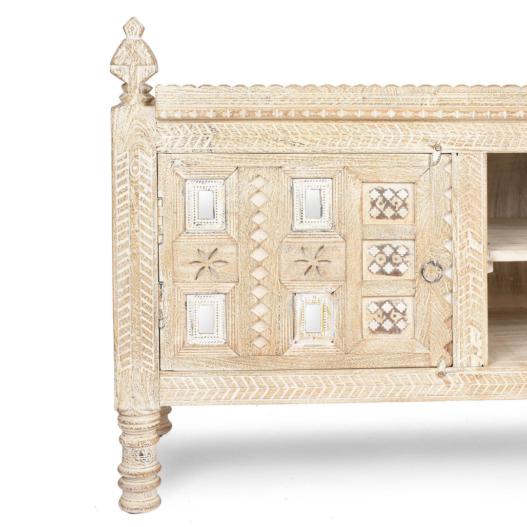 Close Up Detail From Low Kutchi AV Cabinet | Indigo Antiques 