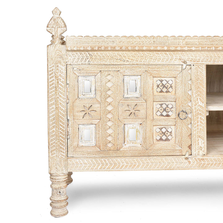 Close Up Detail From Low Kutchi AV Cabinet | Indigo Antiques 