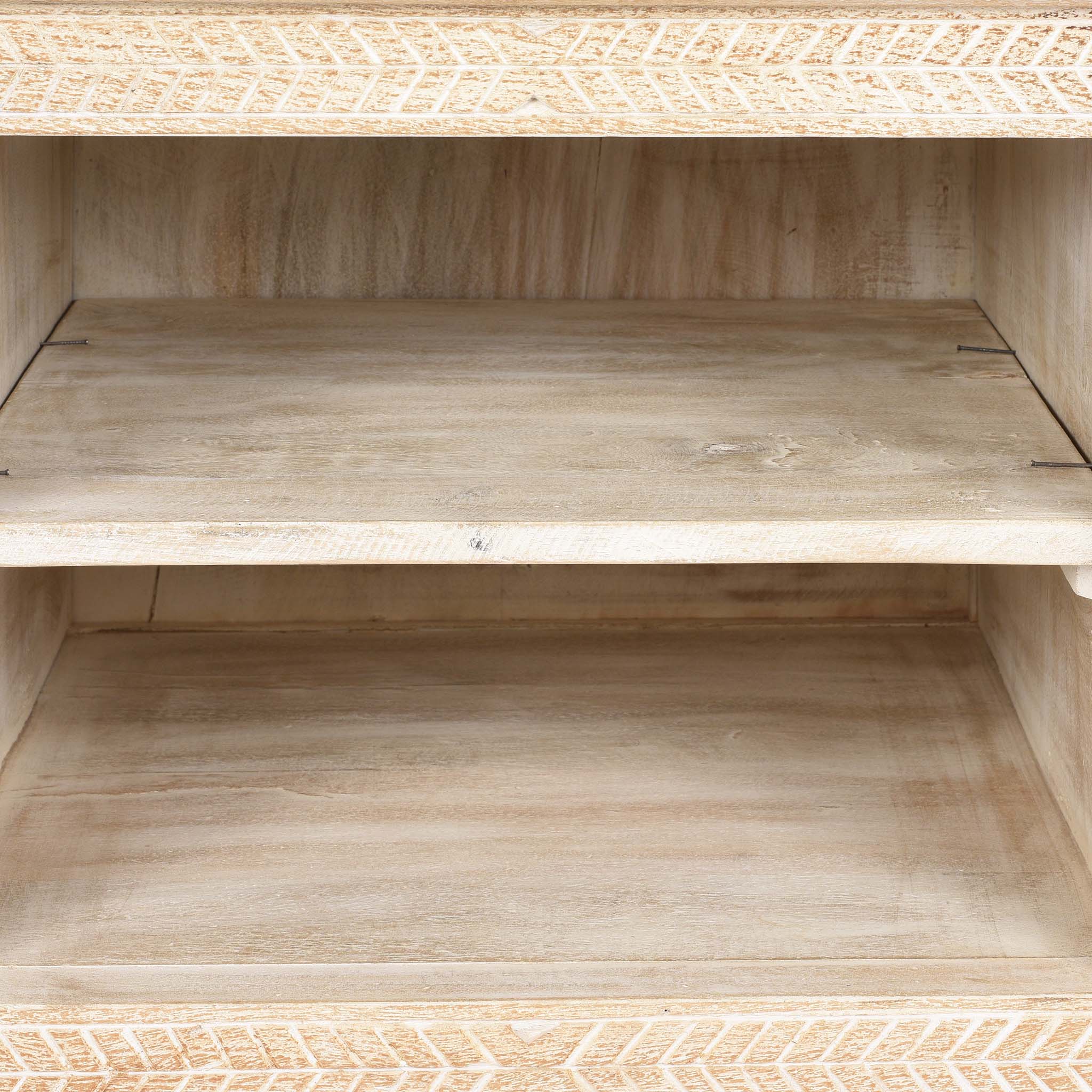 Shelving Detail From Low Kutchi AV Cabinet | Indigo Antiques