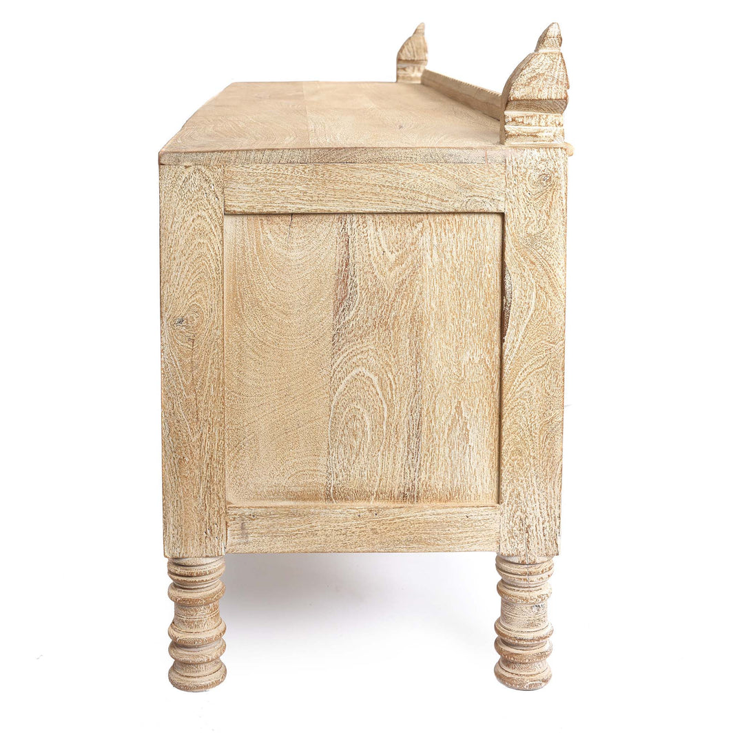 Side View Of Low Kutchi AV Cabinet | Indigo Antiques