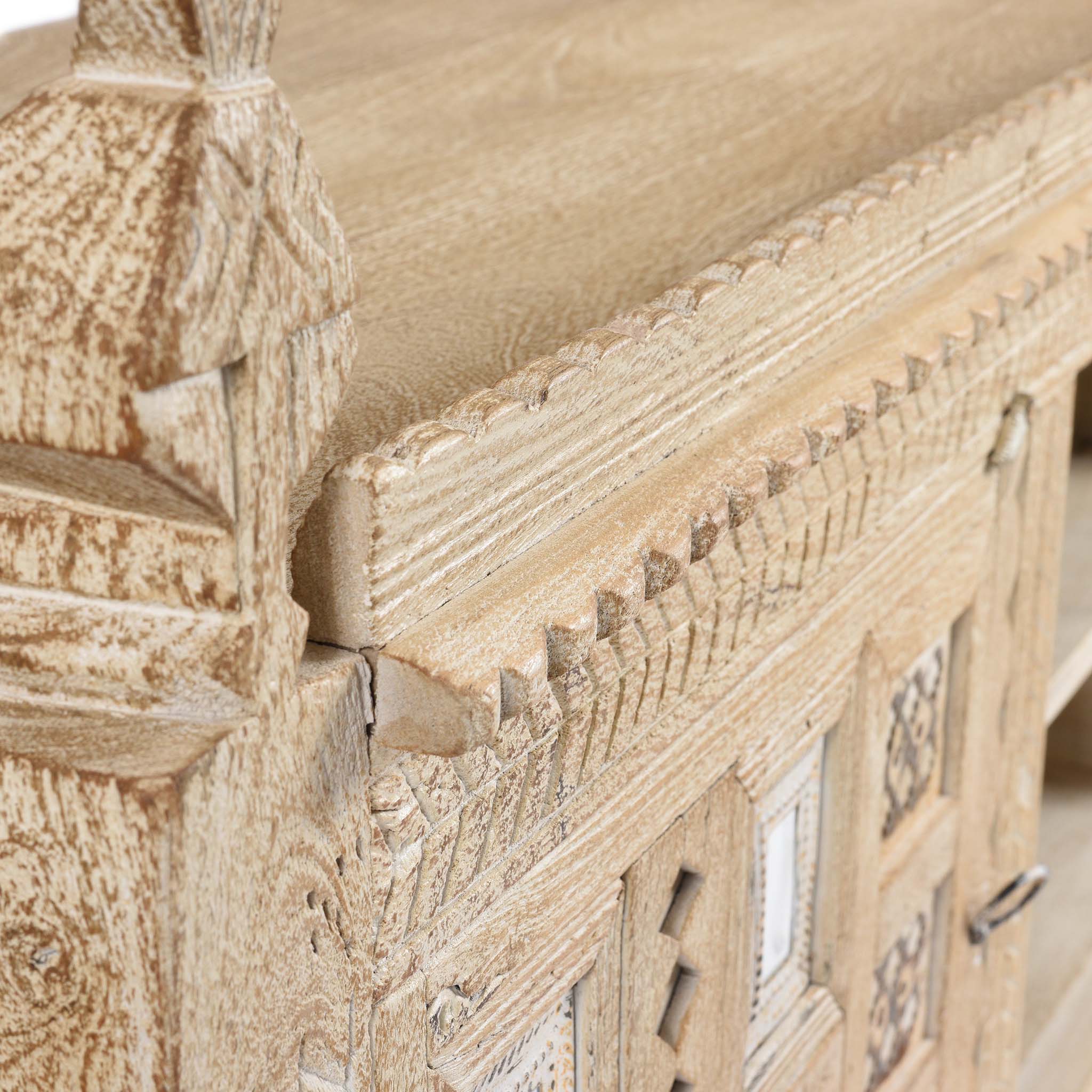 Cornering Detail From Low Kutchi AV Cabinet | Indigo Antiques