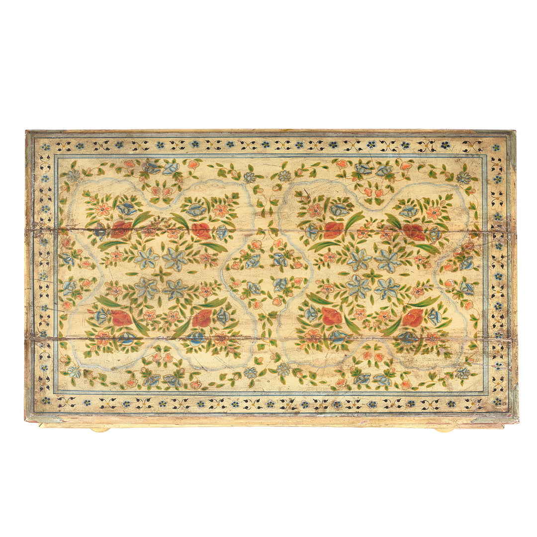 Top Down View Of Vintage Painted Coffee Table From Rajasthan | Indigo Antiques