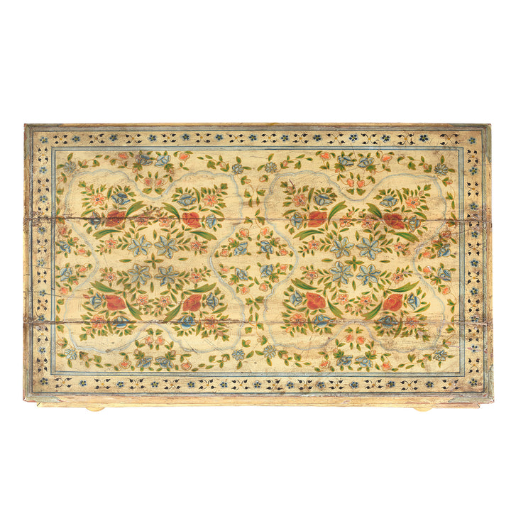 Top Down View Of Vintage Painted Coffee Table From Rajasthan | Indigo Antiques