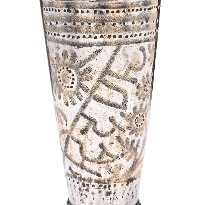 Antique Lassi Cup - Nickel Plated Engraved Brass - Ca 1920's | Indigo Antiques