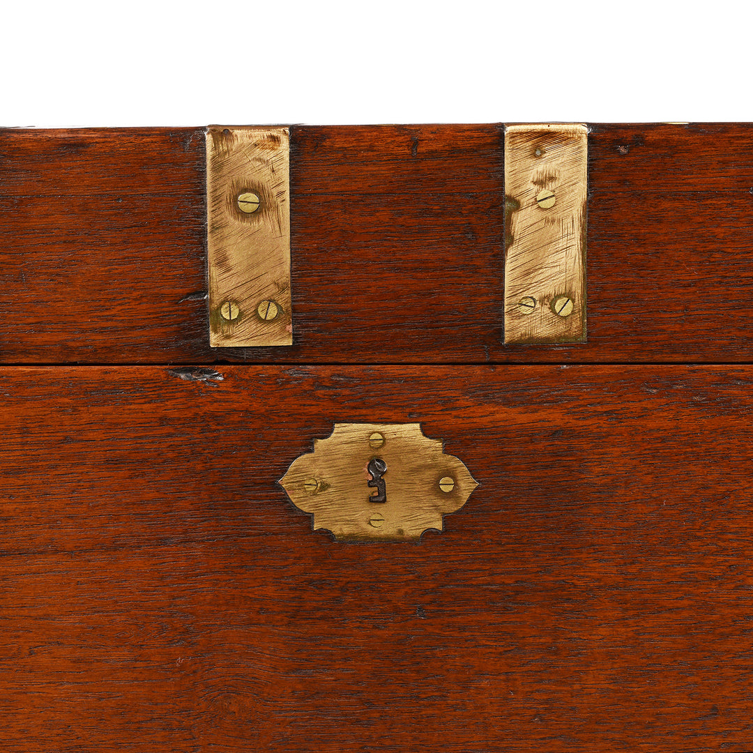 Detail From Antique Brass Bound Teak Military Chest From Rajasthan -19thC | Indigo Antiques