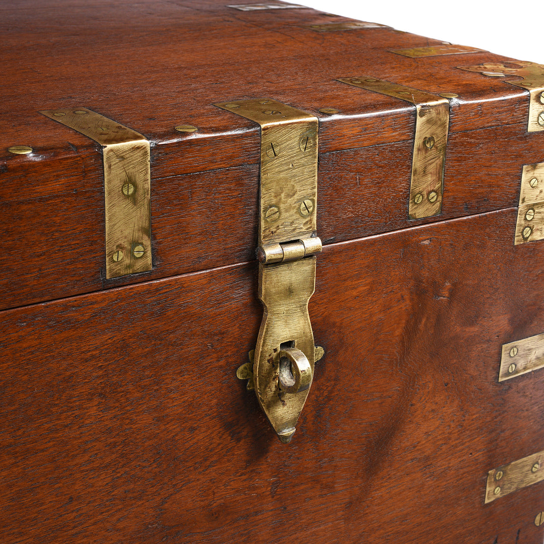 Latch Detail From Antique Brass Bound Teak Military Chest From Rajasthan -19thC | Indigo Antiques