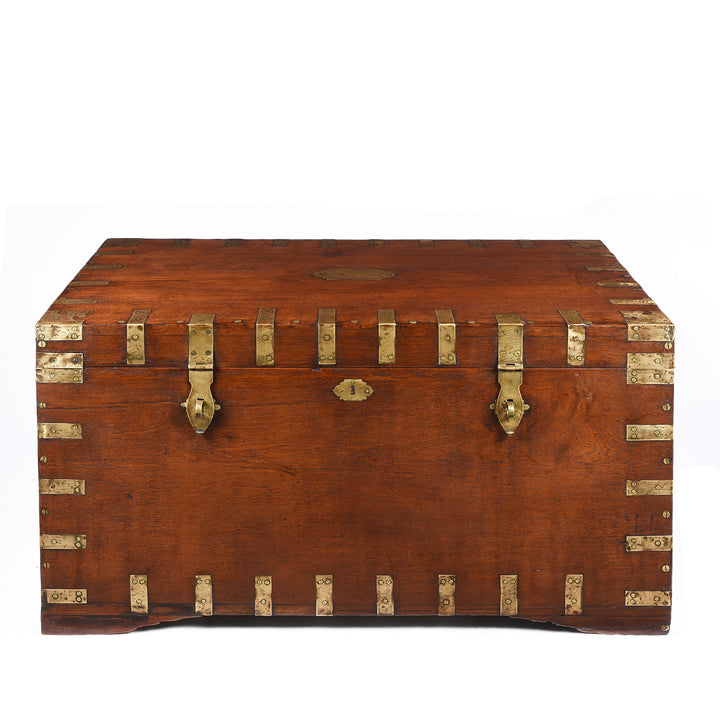 Antique Brass Bound Teak Military Chest From Rajasthan -19thC | Indigo Antiques