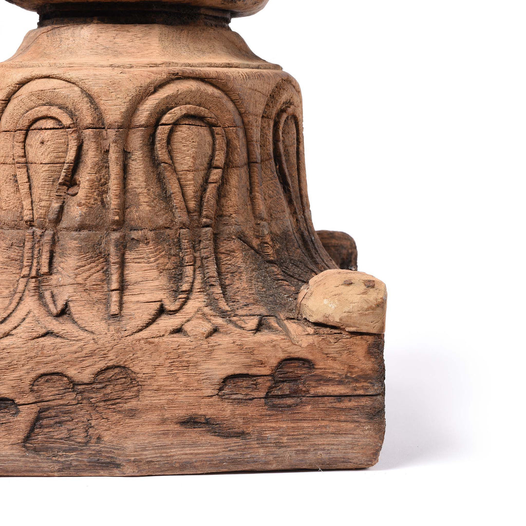 Corner Detail From Candle Stand Made From a Carved Teak Capitol- 19thC | Indigo Antiques