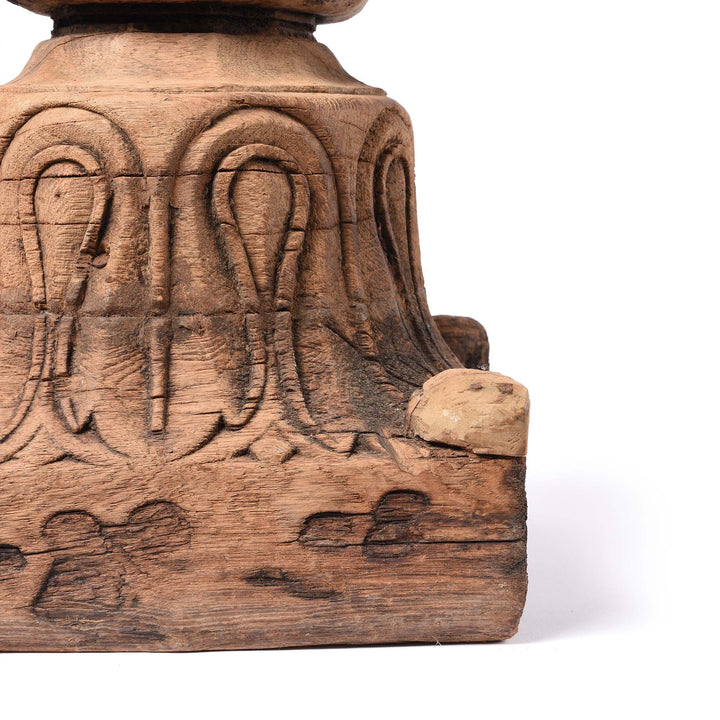 Corner Detail From Candle Stand Made From a Carved Teak Capitol- 19thC | Indigo Antiques