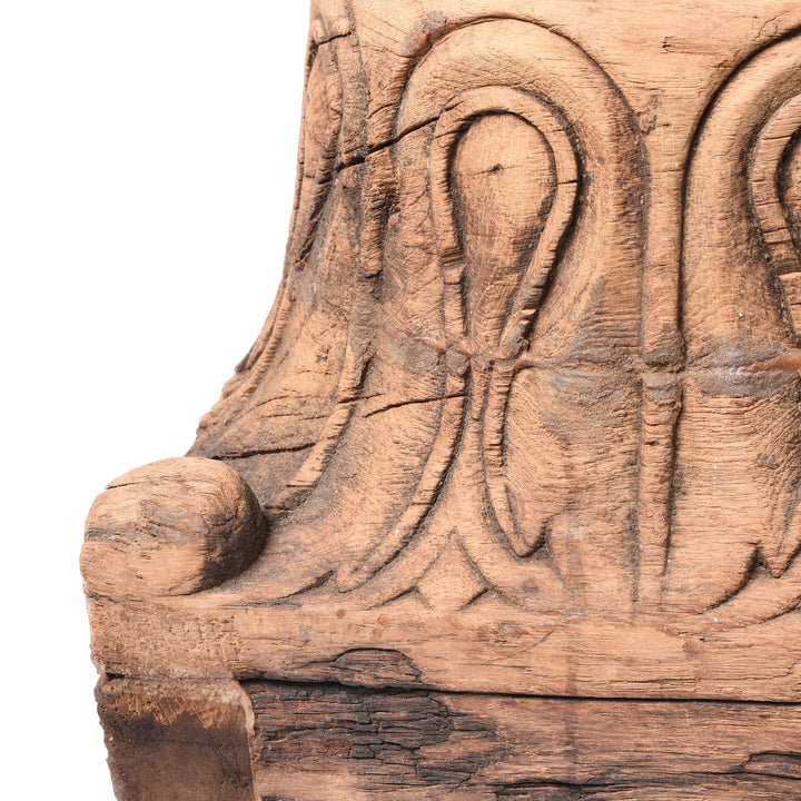 Carving Detail From Candle Stand Made From a Carved Teak Capitol- 19thC | Indigo Antiques
