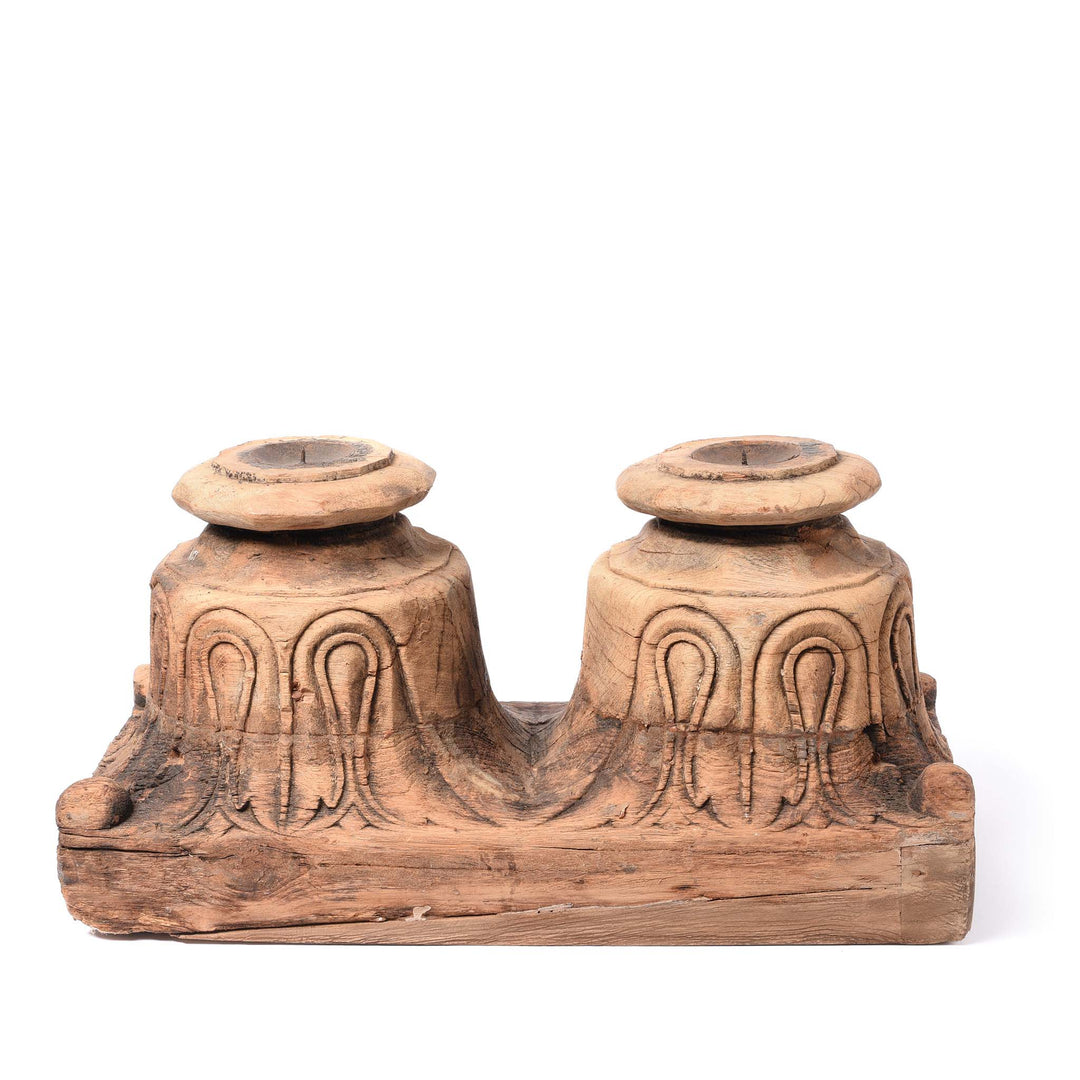 Reverse Of Candle Stand Made From a Carved Teak Capitol- 19thC | Indigo Antiques
