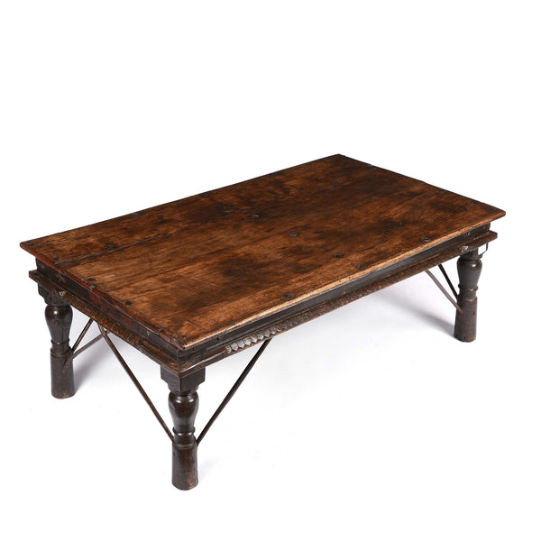 Carved Acacia Wood Takhat Table From Rajasthan - 19Thc