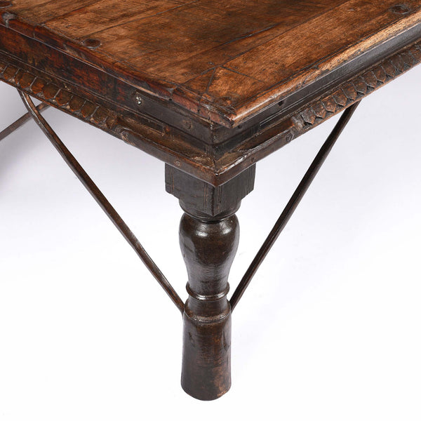 Carved Acacia Wood Takhat Table From Rajasthan - 19Thc