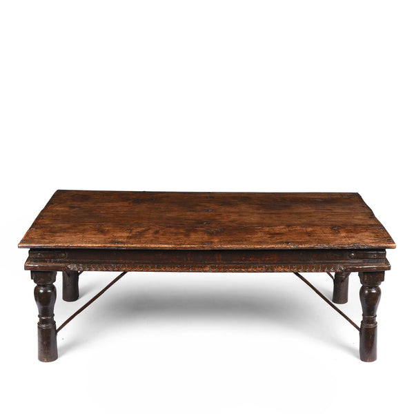 Carved Acacia Wood Takhat Table From Rajasthan - 19Thc
