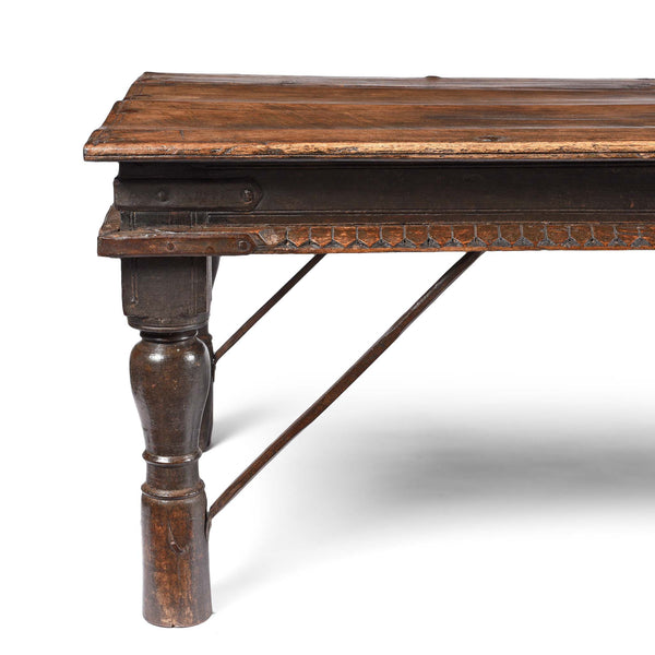 Carved Acacia Wood Takhat Table From Rajasthan - 19Thc