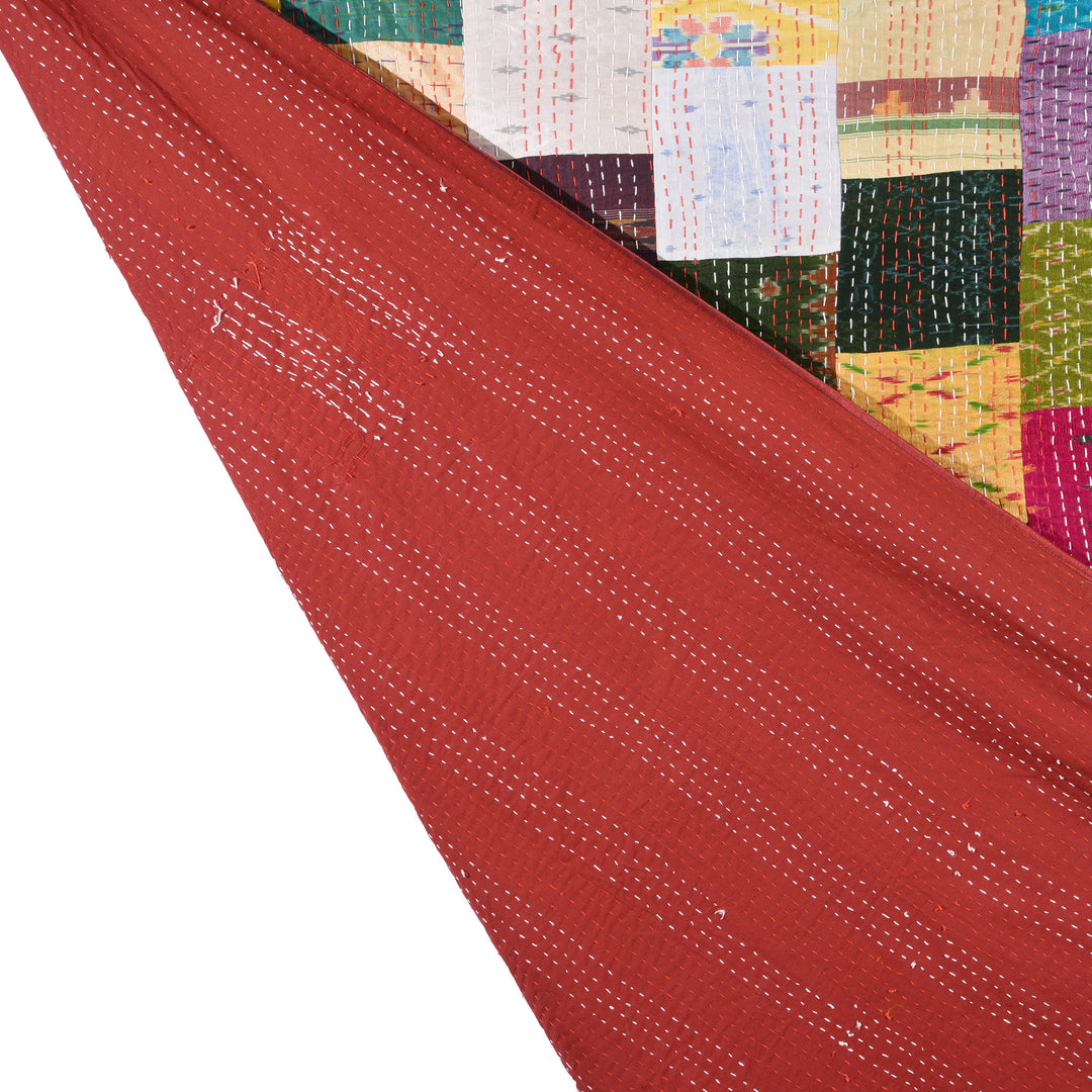 Reverse Of Kingsize Patola Sari Bedcover | Indigo Antiques