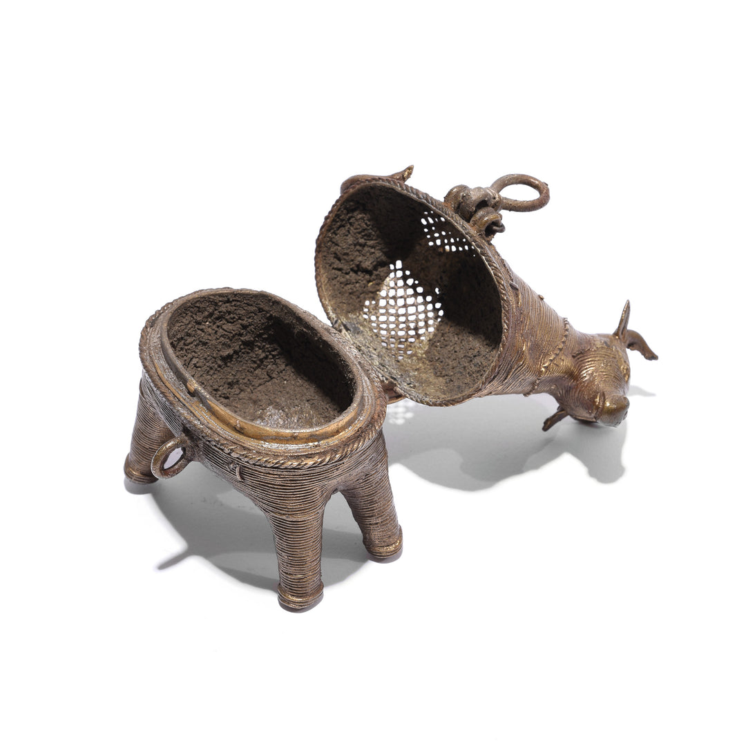 Open View Of Brass Dokra Work Cow From Orissa | Indigo Antiques