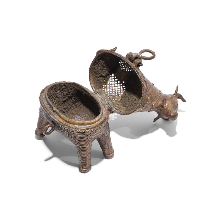 Open View Of Brass Dokra Work Cow From Orissa | Indigo Antiques