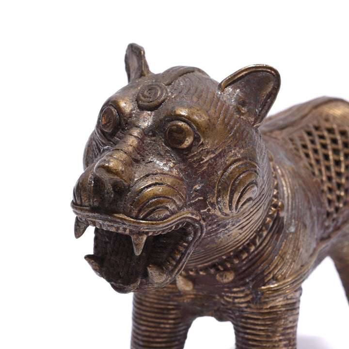 Detail From Brass Dokra Work Tiger From Orissa | Indigo Antiques