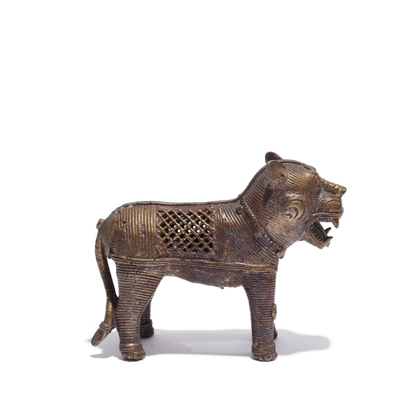 Brass Dhokra Work Tiger From Orissa - Ca 1920's