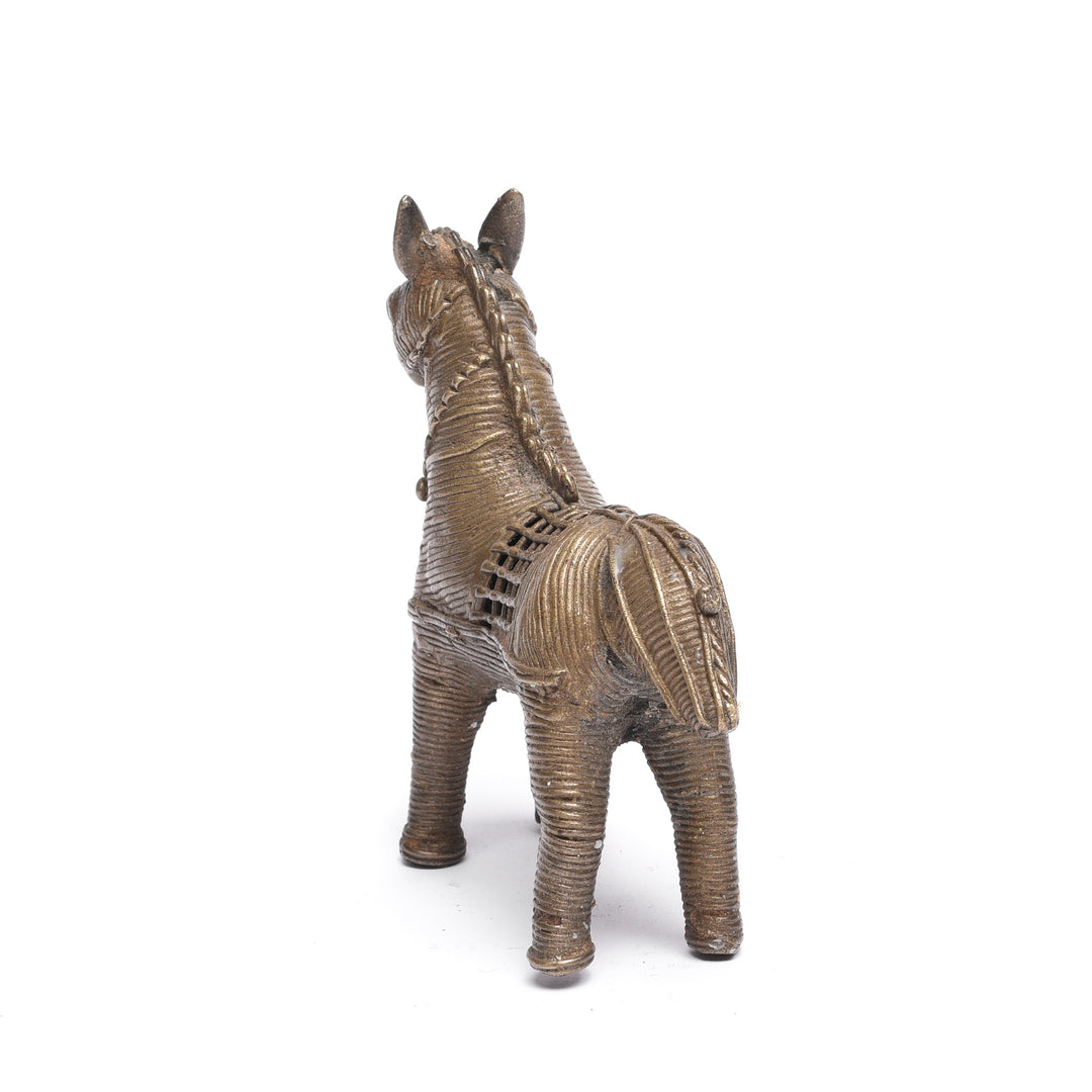 Rear Of Handmade Brass Horse From Orissa | Indigo Antiques