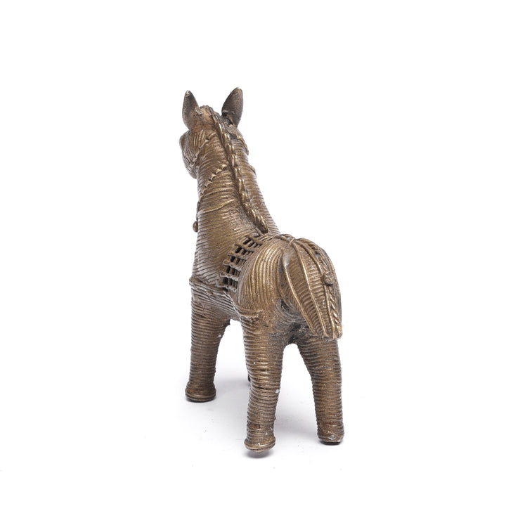 Rear Of Handmade Brass Horse From Orissa | Indigo Antiques