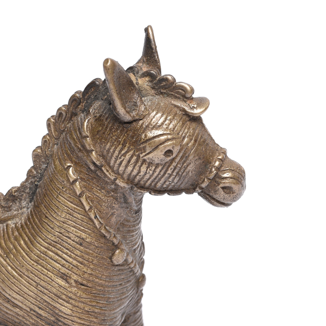 Detail From Handmade Brass Horse From Orissa | Indigo Antiques