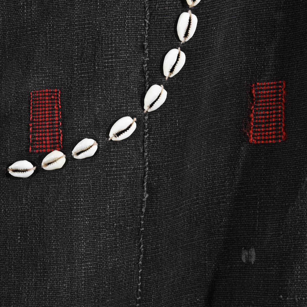 Detail From Antique Naga Warrior Shawl With Cowrie Shell Circles - Ca 80 Yrs | Indigo Antiques