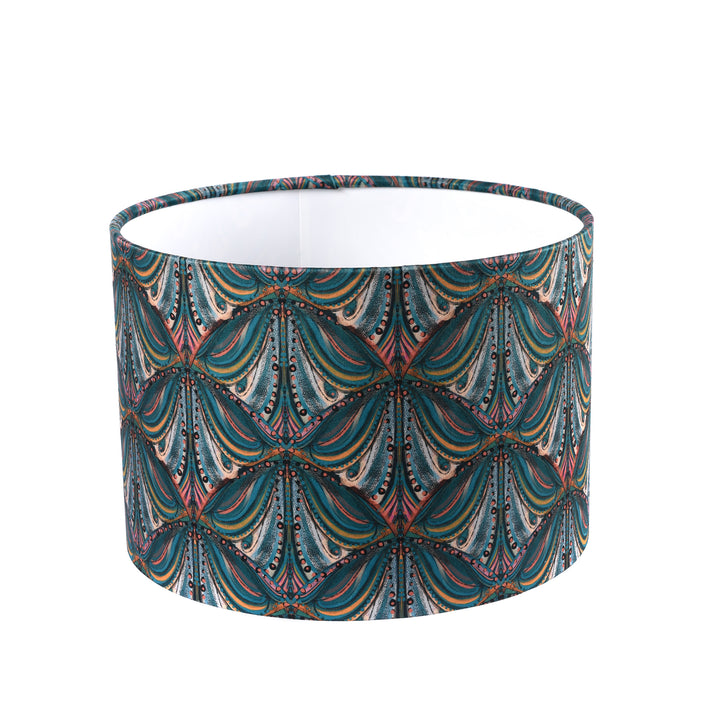 Mumbai Deco Drum Lampshade  - Teal | Indigo Antiques