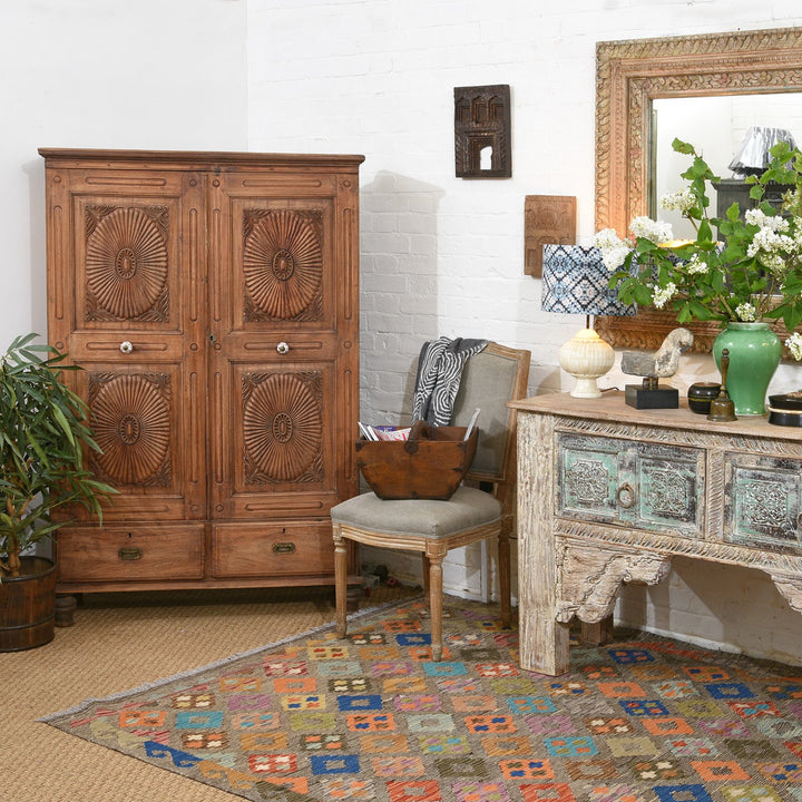 Indian rosewood almirah cabinet & votive panels in India | Indigo Antiques