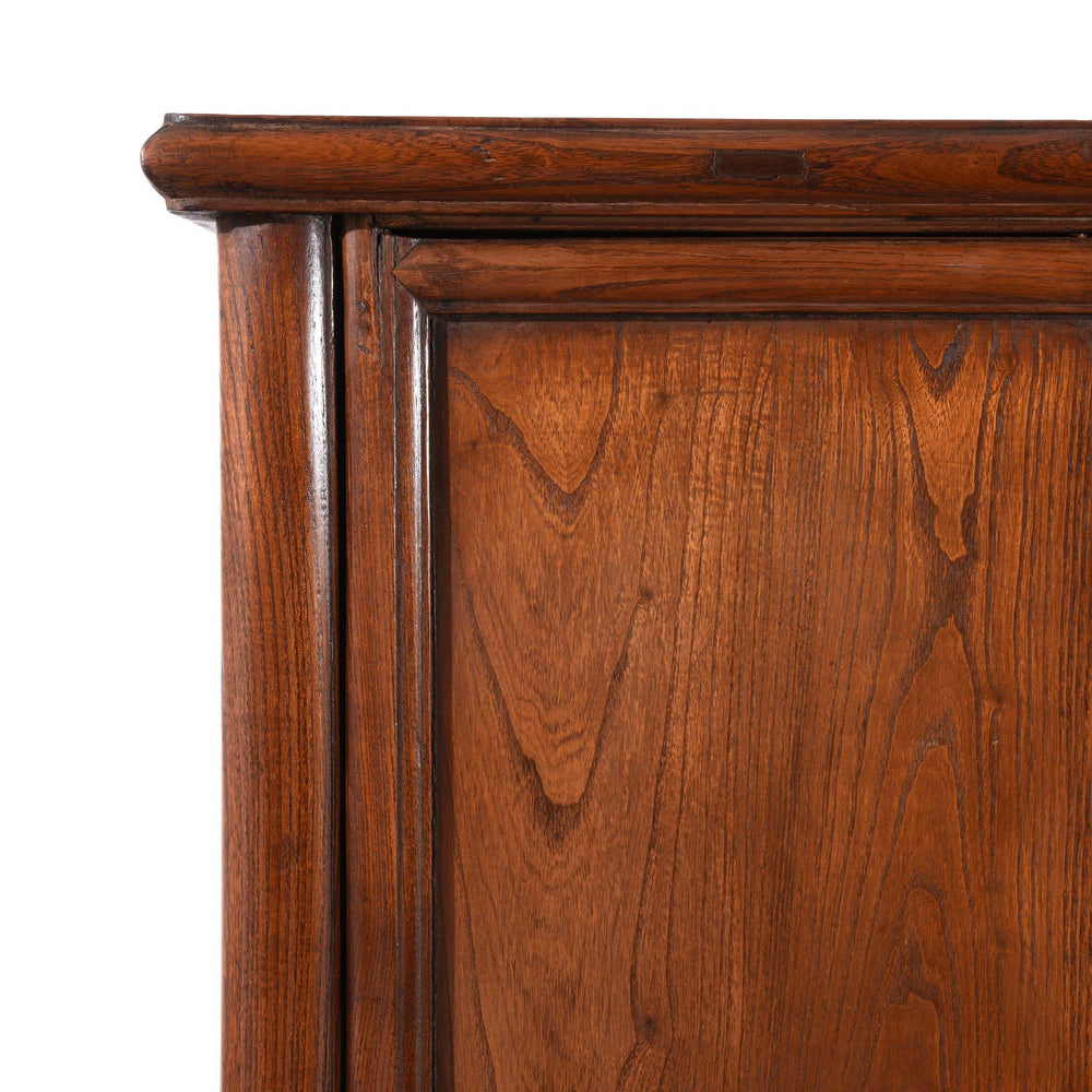 Corner Detail From Elm Ming Style Cabinet - 19thC | Indigo Antiques