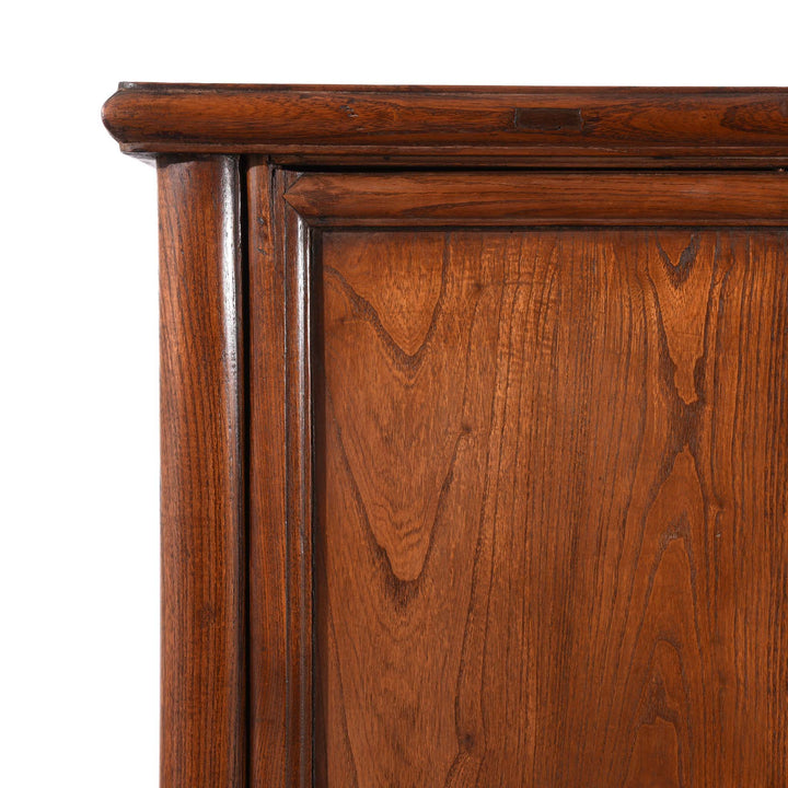 Corner Detail From Elm Ming Style Cabinet - 19thC | Indigo Antiques