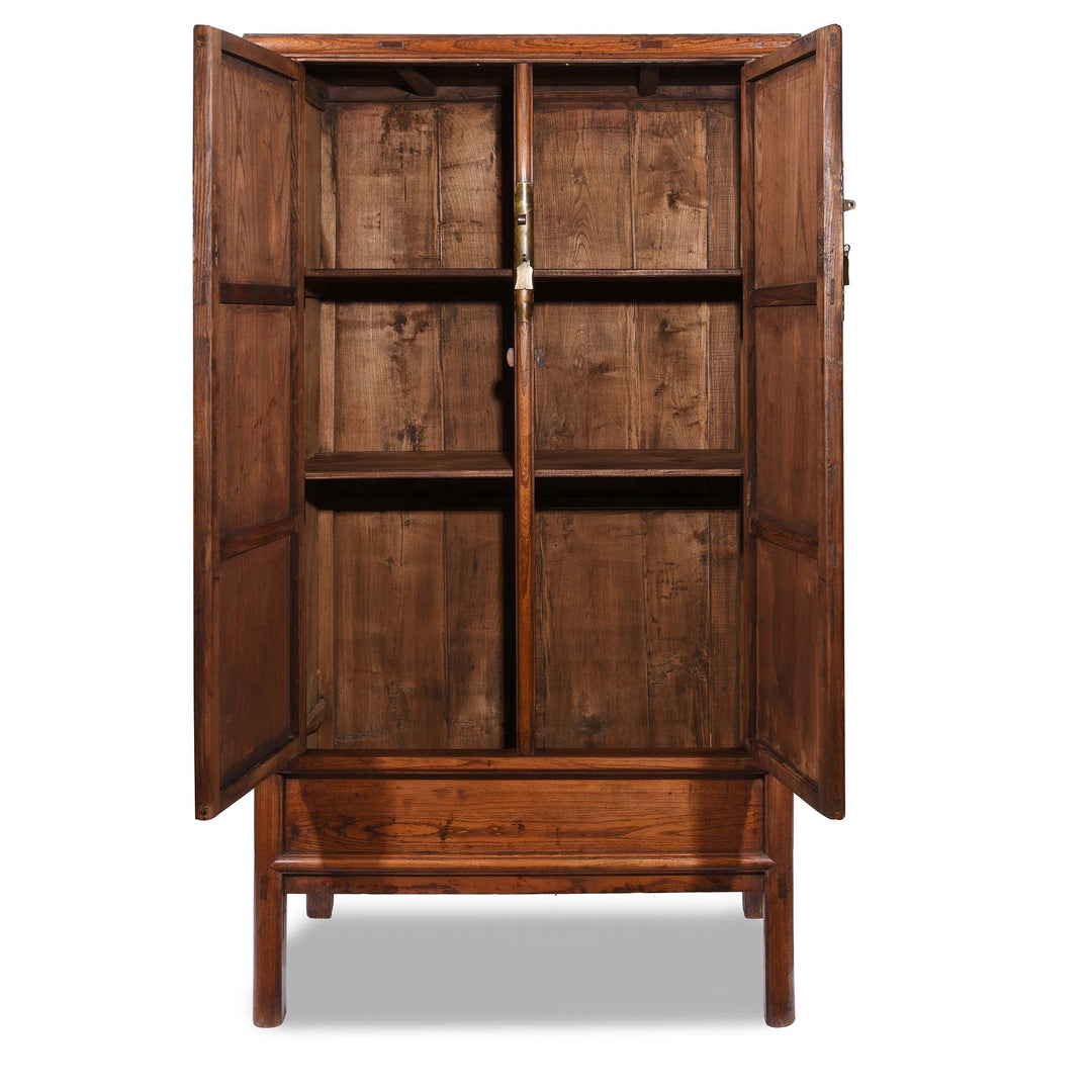 Doors Open Detail For Elm Ming Style Cabinet - 19thC | Indigo Antiques