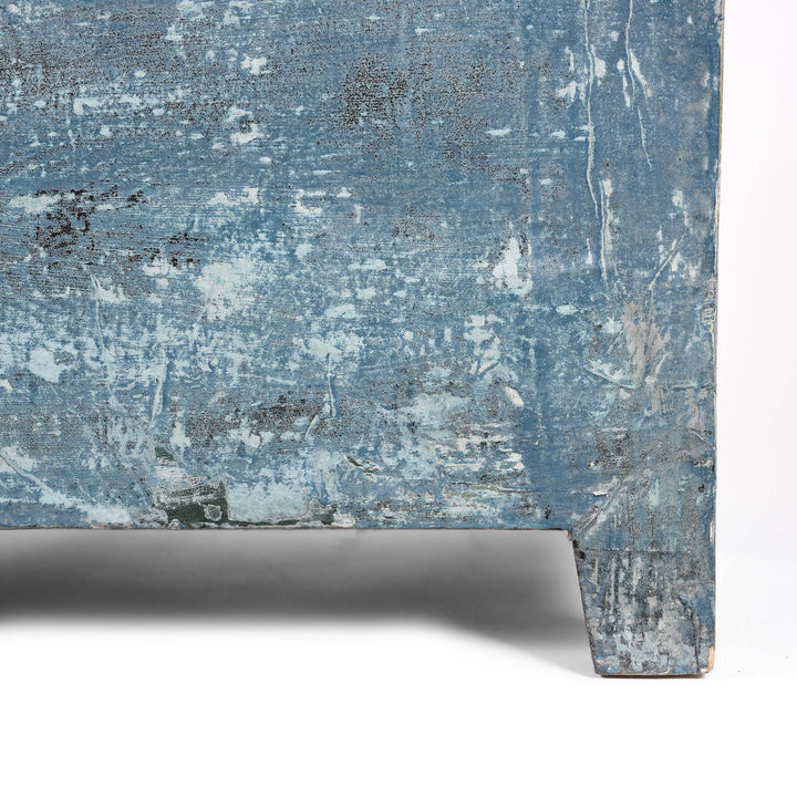 Leg Detail From Painted Blue Storage Chest from Mongolia - Early 20thC | Indigo Antiques
