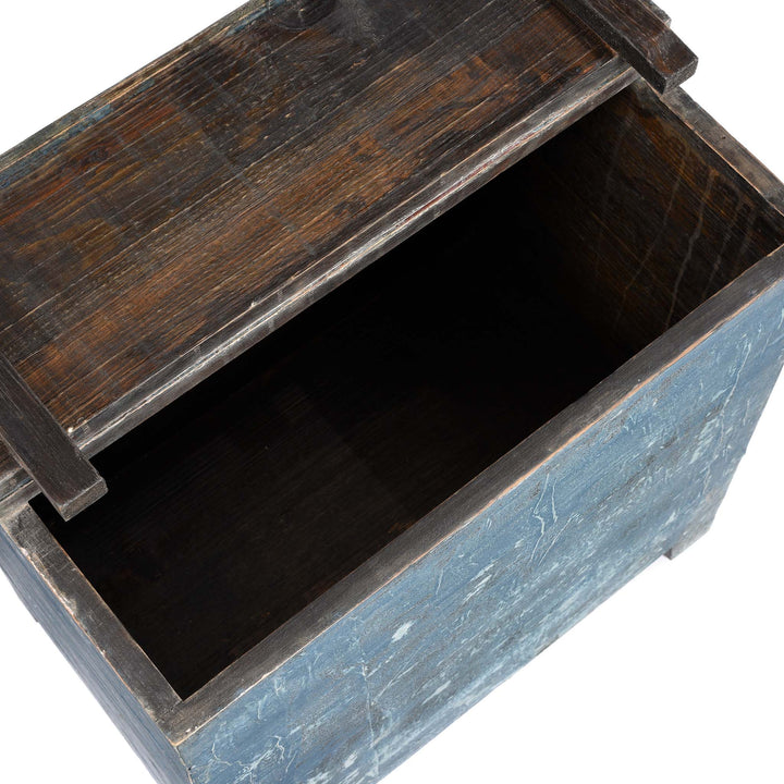 Interior View of Painted Blue Storage Chest from Mongolia - Early 20thC | Indigo Antiques