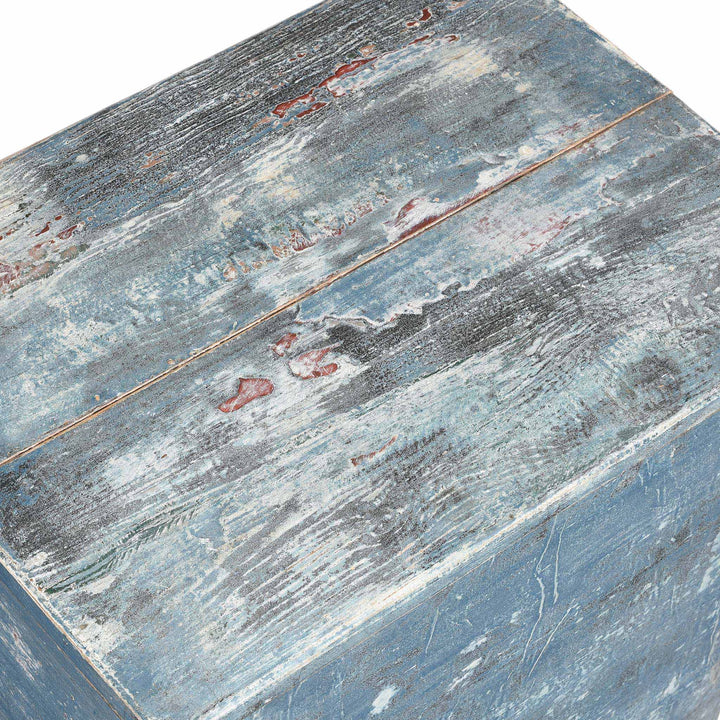 Lid View Of Painted Blue Storage Chest from Mongolia - Early 20thC | Indigo Antiques